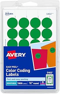 Самоклеящиеся съемные этикетки Avery Print/Write, диаметр 0,75 дюйма, зеленые, 1008 штук в упаковке (5463)
