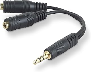 Аудиоразветвитель Belkin 3,5 мм – адаптер с двумя разъемами для наушников и колонок для совместного воспроизведения музыки или видео – совместим с iPhone, iPad, ноутбуками, планшетами и другими устройствами с AUX-портом – черный