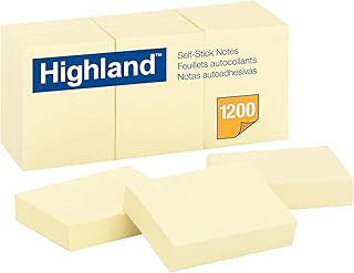 Стикеры Highland, 1,5 x 2 дюйма, желтые, упаковка из 12 штук (6539)