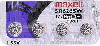 Батарейки для часов Maxell 377 SR626SW 1,55 В, оксид серебра, заводская голограмма (4 батарейки)