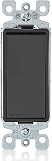 Бесшумный однополюсный тумблерный выключатель переменного тока Leviton 5601-2E на 15 ампер, 120/277 вольт, Decora, бытового класса, с заземлением, черный.